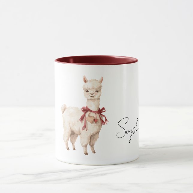 Caneca Llama Cream Bow Red Hearts (Centro)