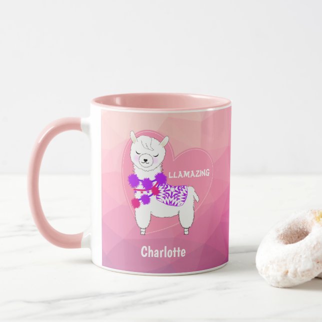 Caneca Llama Cute Personalizado (Com Donut)
