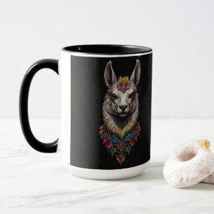 Caneca Llama E Retrato Da Flor,
