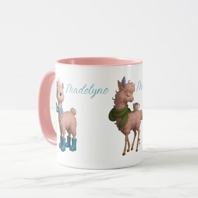 Caneca Llamas Rosa Personalizadas (Frente Esquerda)