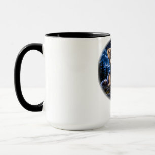 Caneca Lobo Bebê Fofo Sob a Lua Estrelada – Camiseta Infa