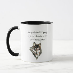 Caneca Lobo de Citação Inspiracional Melhor Amigo, Posto 