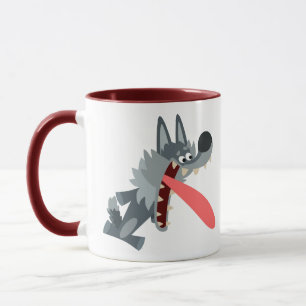 Caneca Lobo Excited bonito dos desenhos animados