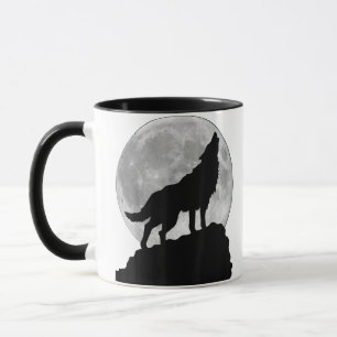 Caneca Lobo na Lua da Camisa T - Legal cão de cheio como
