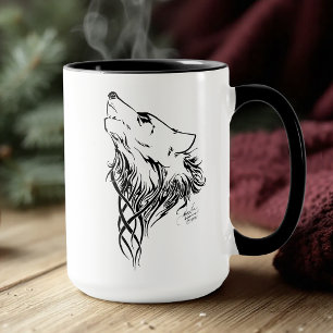 Caneca Lobo Negro Tribal Howl