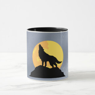 Caneca Lobo Uivando para a Lua