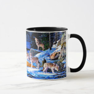 Caneca Lobos em pintura de neve