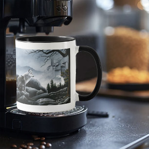 Caneca Lobos Místicos Guardam o Castelo Fantasia da Vida