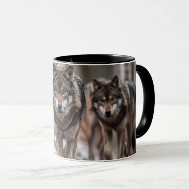 Caneca Lobos Yellowstone Coffee Mug Dois Tons (Frente Esquerda)