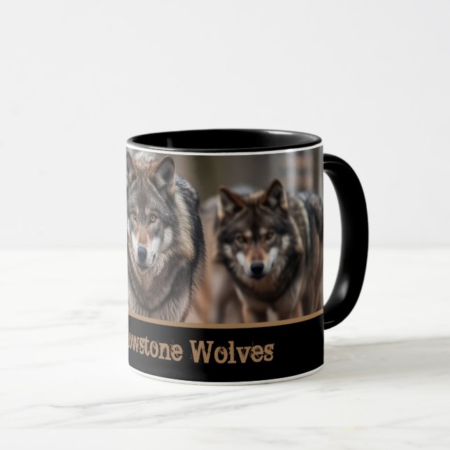 Caneca Lobos Yellowstone Coffee Mug Dois Tons (Frente Esquerda)