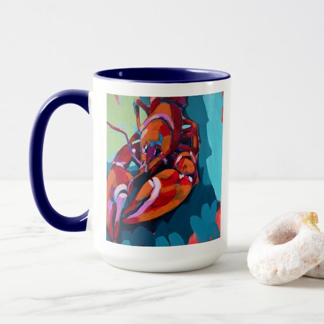 Caneca Lobster Painting - Beach Home Decor (Com Donut)