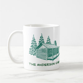 Caneca Log Cabin Lake House Woods Texto Personalizado Mug