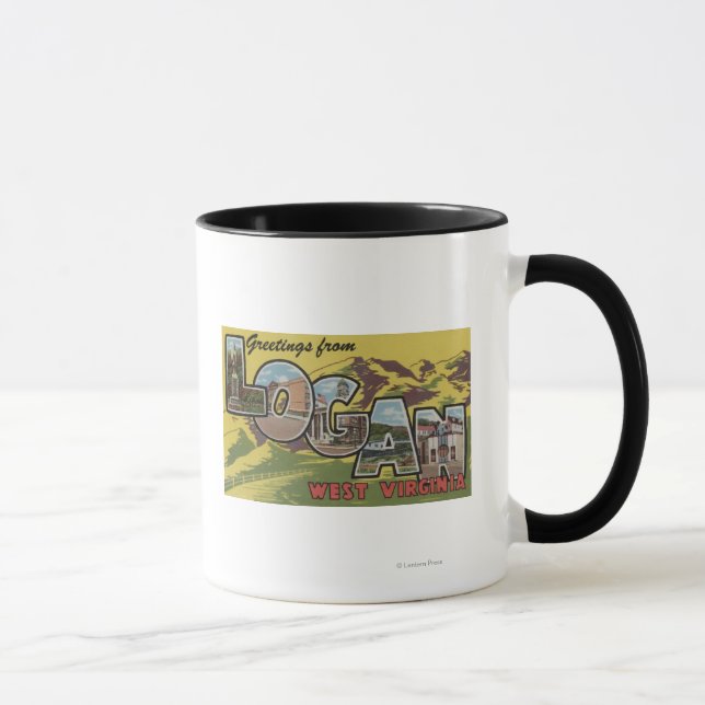 Caneca Logan, Virgínia Ocidental - Cenas com Letras Grand (Direita)