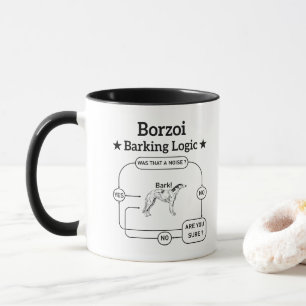 Caneca Lógica de Latido de Borzoi Dono de Cachorro Engraç