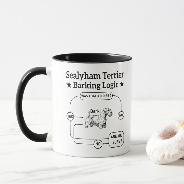 Caneca Lógica de Latido de Sealyham Terrier Engraçado Cão (Com Donut)