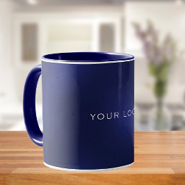 Caneca Logotipo branco azul marinho para empresas retangu