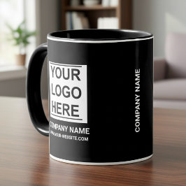 Caneca Logotipo Branco Personalizado da Empresa em: Preto