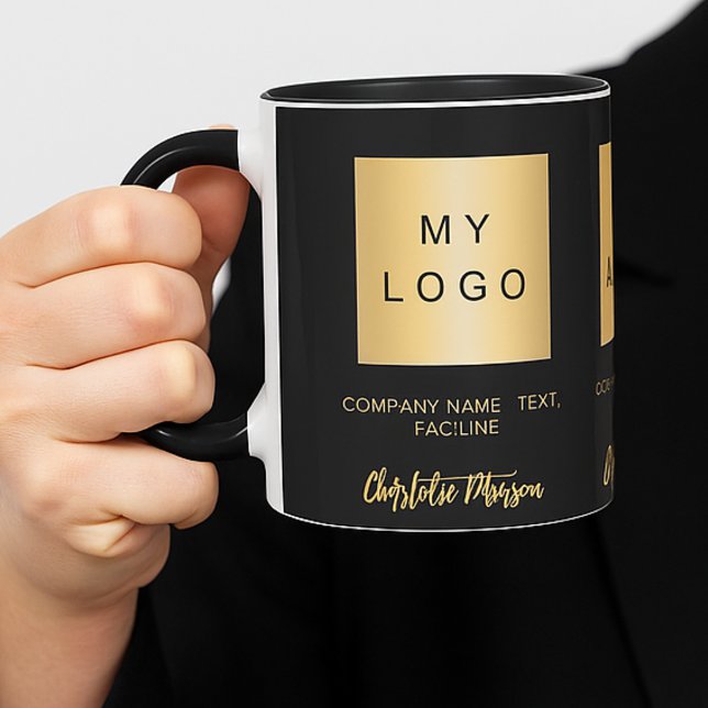Caneca Logotipo comercial - dourado preto (Criador carregado)