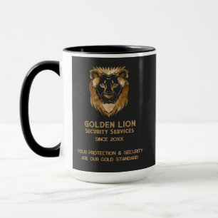 Caneca Logotipo comercial Elegante Black Dourado Lion Lux