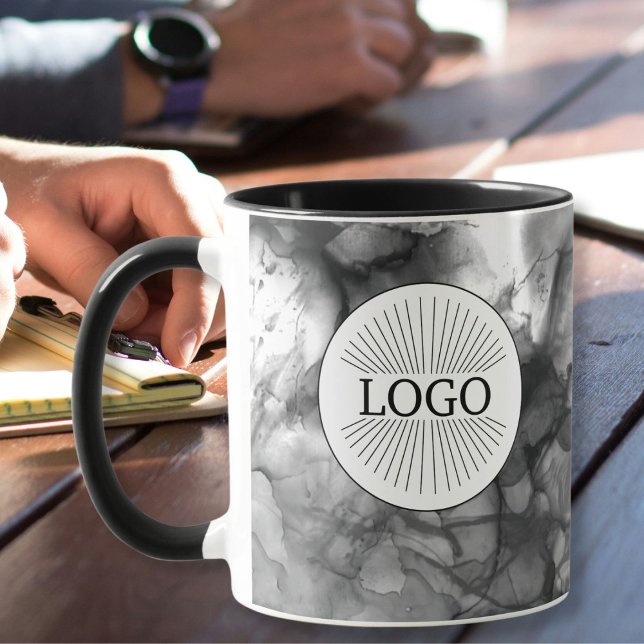 Caneca Logotipo comercial personalizado preto e branco (Criador carregado)