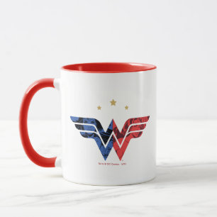 Caneca Logotipo da Mulher Maravilha Moderno e Retro em Ca