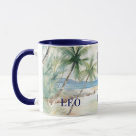 Caneca logotipo de empresa de nome de palmeiras de praia 