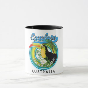 Caneca logotipo de exploração da Ilha Fraser Austrália