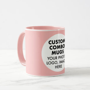 Caneca Logotipo de Foto de Moldura Redonda Rosa Combo Per