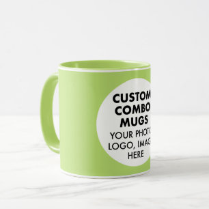 Caneca Logotipo de Foto em Moldura Redonda Lime Verde Com
