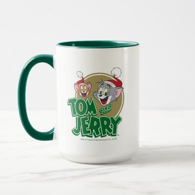 Caneca Logotipo de Natal de Tom e Jerry (Esquerda)