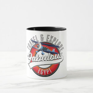 Caneca Logotipo de viagem explorar o fabuloso Egito.