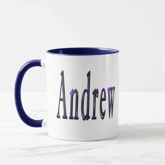 Caneca Logotipo do nome Andrew azul, (Esquerda)