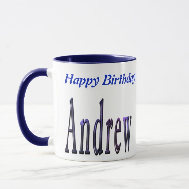Caneca Logotipo do nome Andrew azul, (Esquerda)