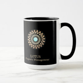 Caneca Logotipo do Ornamentado Dourado Elegante preto