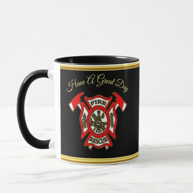 Caneca Logotipo Dourado e folha de ouro Crachá Vermelho (Esquerda)