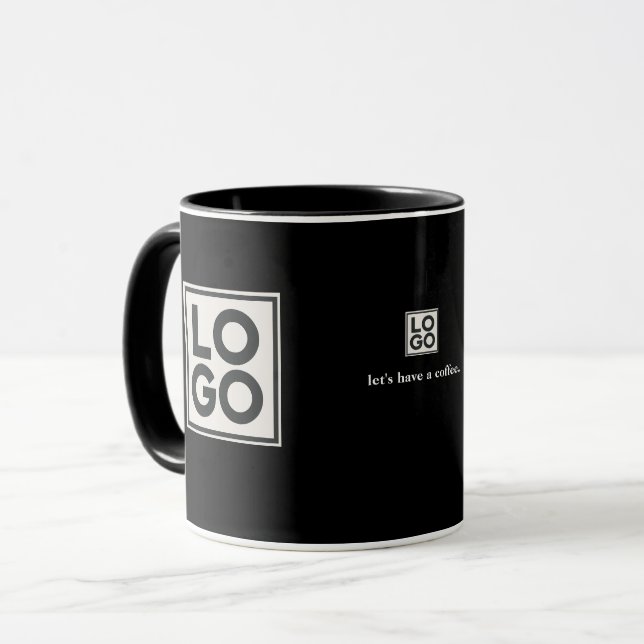 Caneca Logotipo Empresarial Personalizado Preto (Frente Esquerda)