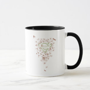 Caneca Logotipo Floral Verde da Supergirl