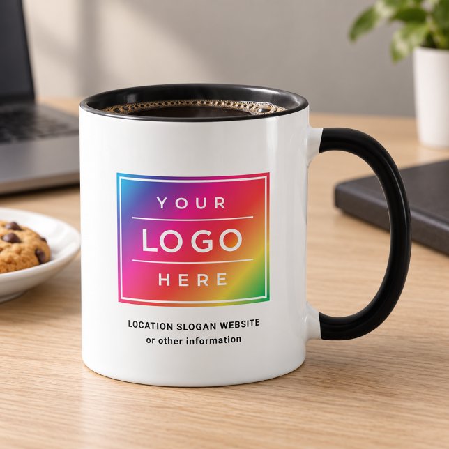 Caneca Logotipo Gradiente de Nome Comercial Personalizado (Criador carregado)