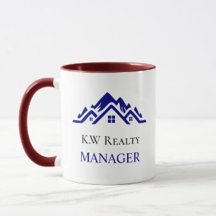 Caneca Logotipo personalizado branco e dourado de imobili