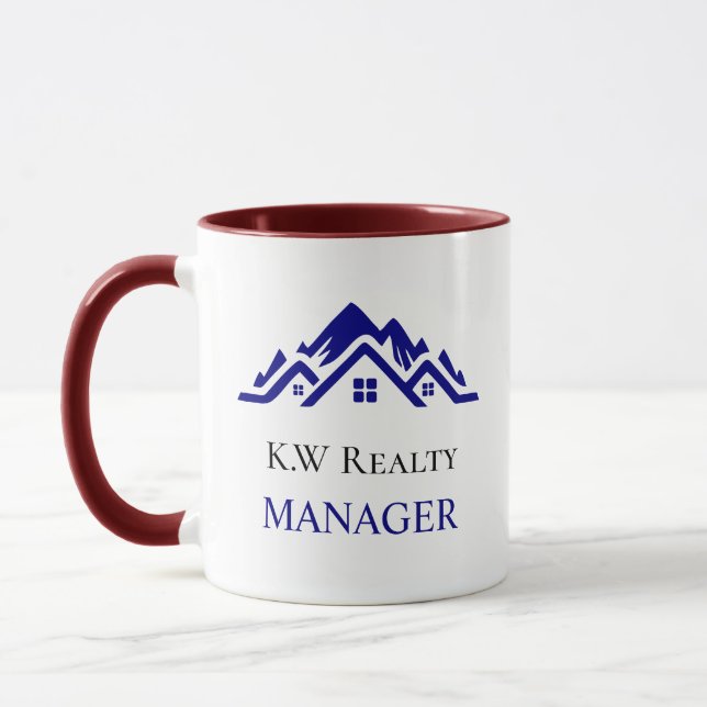 Caneca Logotipo personalizado branco e dourado de imobili (Esquerda)