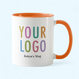 Caneca Logotipo Personalizado de Mug de Café Laranja e Br