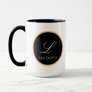 Caneca Logotipo Personalizado de Nome Inicial Black & Gol
