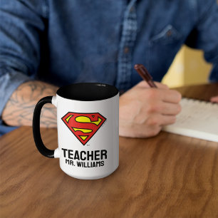 Caneca Logotipo personalizado do Super-Homem do professor