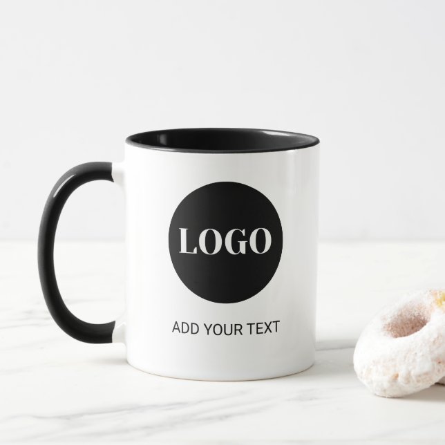 Caneca Logótipo personalizado e negócios de texto (Com Donut)