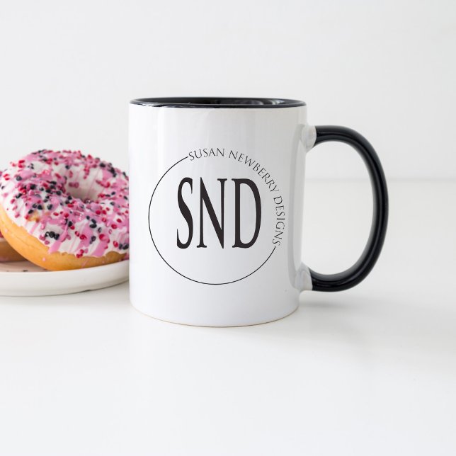 Caneca Logotipo Personalizado Simples para Negócios (Criador carregado)
