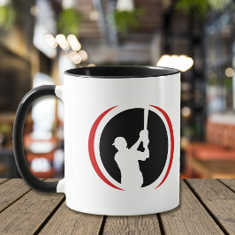 Caneca Logotipo preto de Bateria de Baseball Vermelho