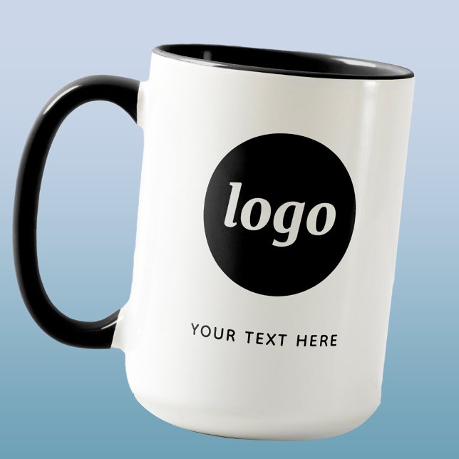 Caneca Logotipo Simples e Promoção Empresarial de Texto (Logo and custom text business promotional mug)