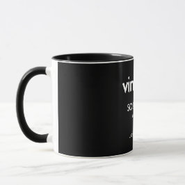 Caneca logotipo vintage SO!Trouble e linha de tag em pret