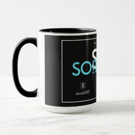 Caneca Logotipos e slogans da SO!Trouble em cor de combin