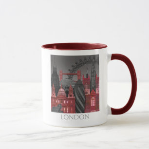 Caneca Londres Elevações por Noite - Vermelho